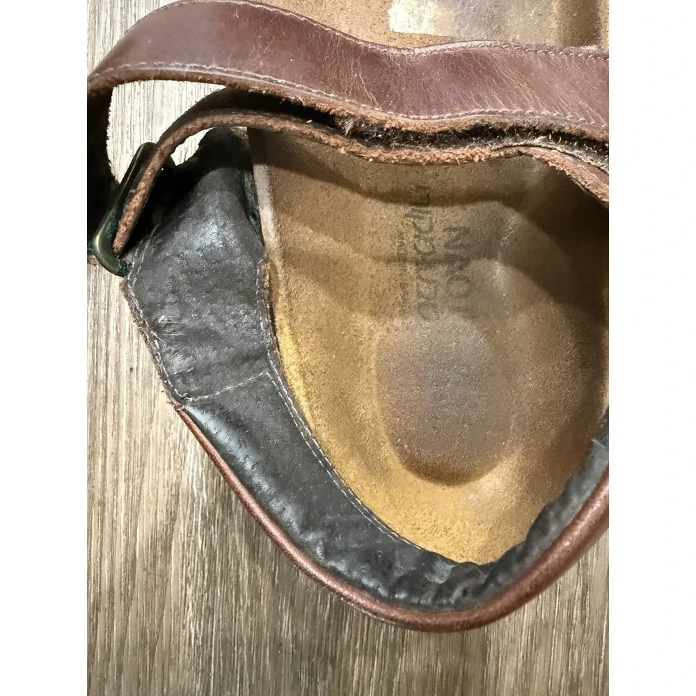 Naot Mens Leather Lappland Sandals Size 44 Sz 11-11.5 Brown Leather Hook & Loop